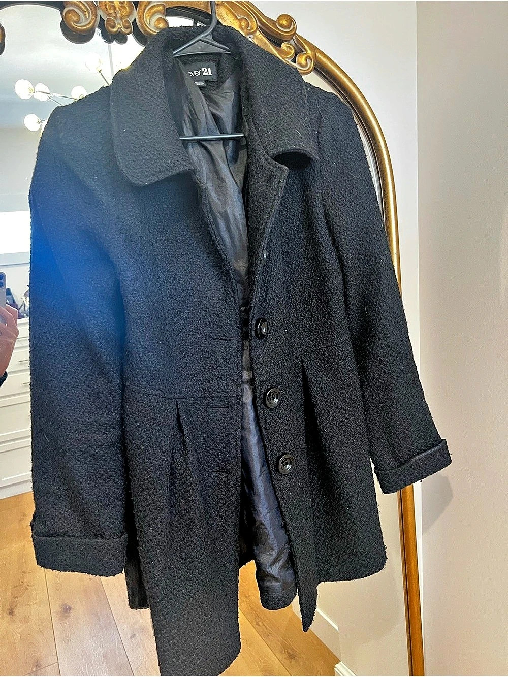 Forever 21 Black Button-Front Pea Coat